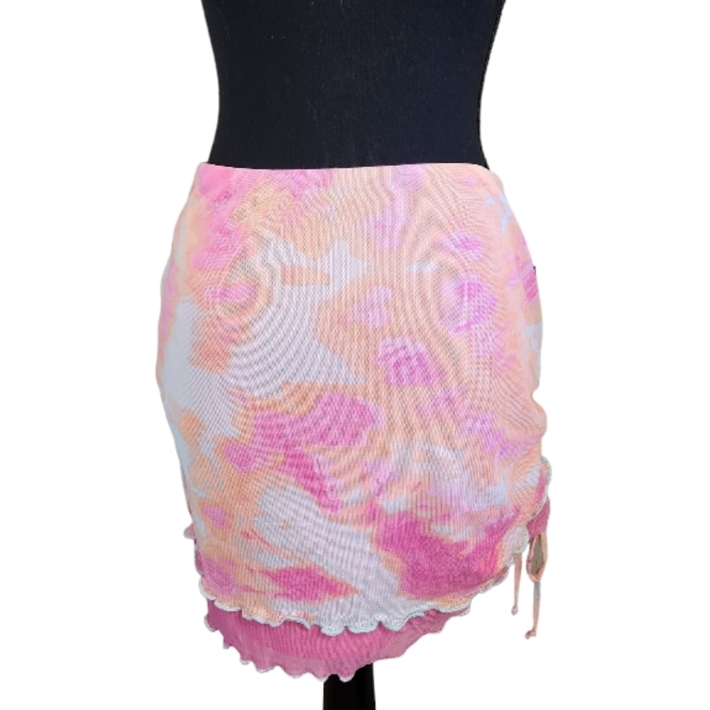 WILD FABLE layered flowy bodycon mini skirt pink, orange white size medium